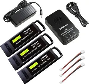 MaximalPower 3-in-1 Battery Balance Charger for Yuneec Q500 LiPo Batteries | Charging with Plug-and-Play Function Simultaneous Charge for Quick Charging (Charger & 3X 7500mAh Battery)