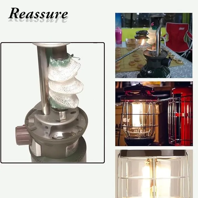 MAXLOOP 10PCS Gas Lantern Mantles 3-Layer Gas Lantern Mantles Propane Lantern Mantles with 2 Install Clips Gas Lantern Covers Accordion Shape Mantles for Lantern
