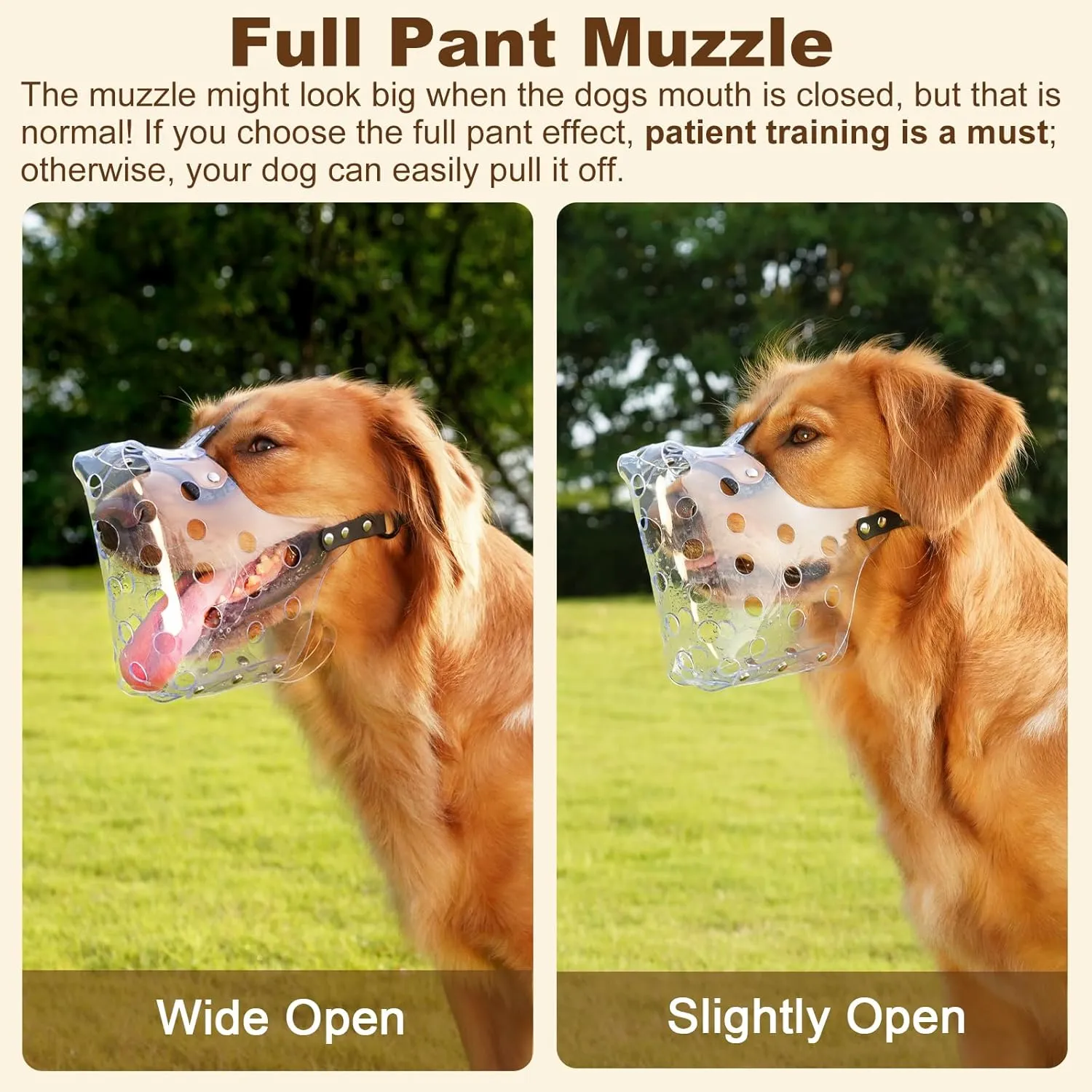 Mayerzon Dog Muzzle, Basket Muzzle for Large Medium Small Dogs, Humane Cage Mouth Guard to Prevent Biting Chewing Eating, Breathable Muzzle for Grooming Training Walking Vet Visits (XL, Clear)