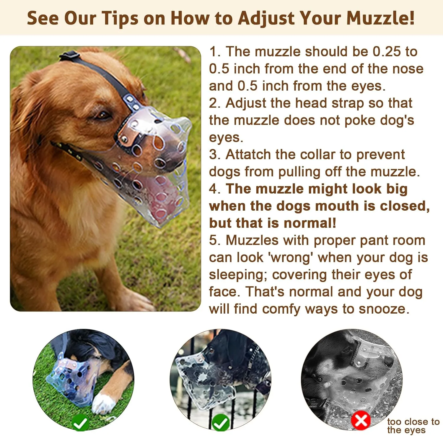 Mayerzon Dog Muzzle, Basket Muzzle for Large Medium Small Dogs, Humane Cage Mouth Guard to Prevent Biting Chewing Eating, Breathable Muzzle for Grooming Training Walking Vet Visits (XL, Clear)
