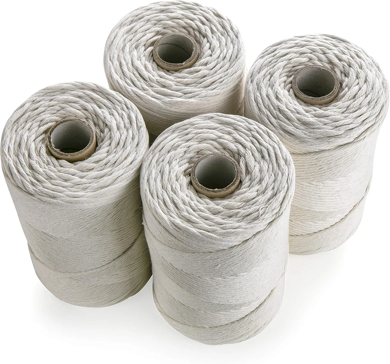 MB Cordas Macrame Cord 3mm x 876 yd Single Strand Twisted Natural Cotton Rope - 1PLY Strong Cotton String - Knitting, Crochet, Macramé, Weaving - Dream Catcher - Ivory Ecru White (2 Rolls * 438 yd)
