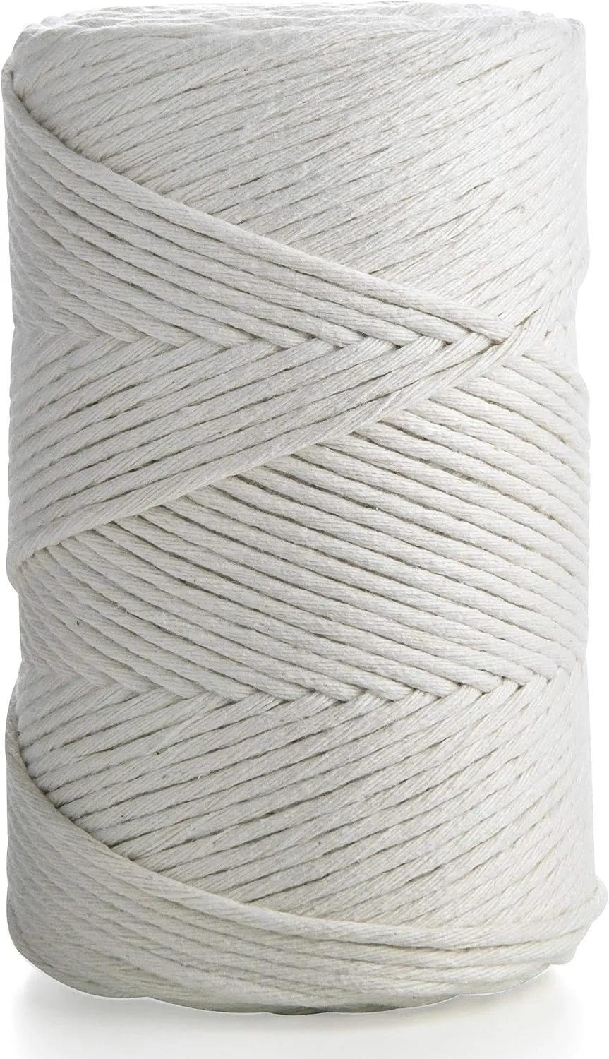 MB Cordas Macrame Cord 3mm x 876 yd Single Strand Twisted Natural Cotton Rope - 1PLY Strong Cotton String - Knitting, Crochet, Macramé, Weaving - Dream Catcher - Ivory Ecru White (2 Rolls * 438 yd)