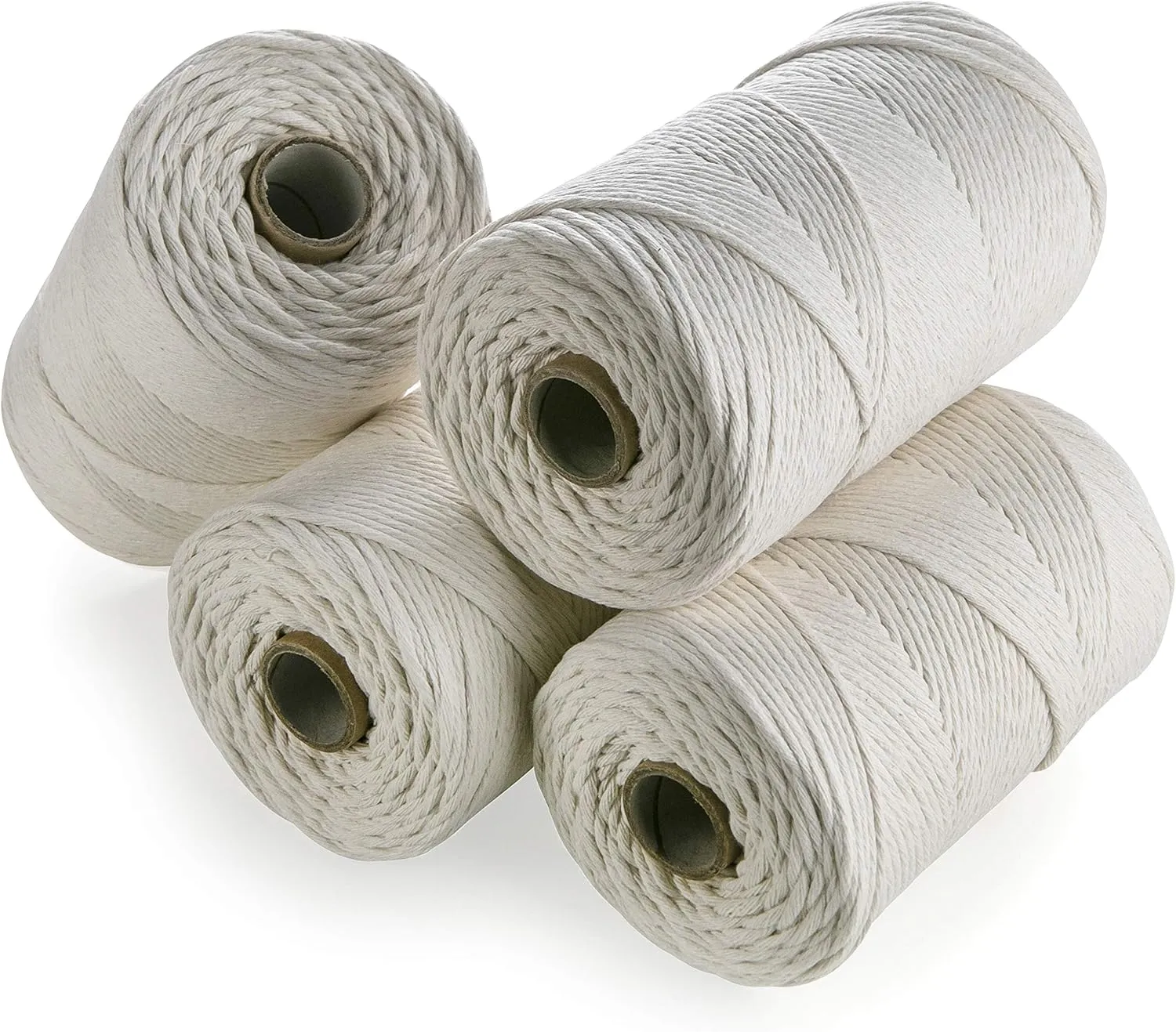 MB Cordas Macrame Cord 3mm x 876 yd Single Strand Twisted Natural Cotton Rope - 1PLY Strong Cotton String - Knitting, Crochet, Macramé, Weaving - Dream Catcher - Ivory Ecru White (2 Rolls * 438 yd)