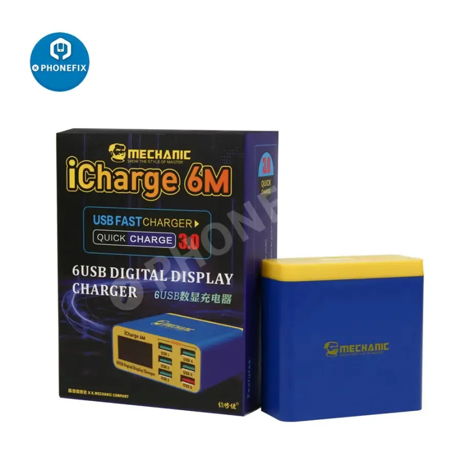 MECHANIC iCharge 6M QC 3.0 Digital Display 6 Port Smart Charger