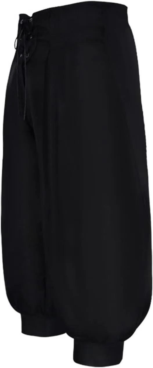 Men Medieval Lantern Pants Black Retro Viking Pirate Pants Renaissance Court Knight Trousers Halloween Clothes