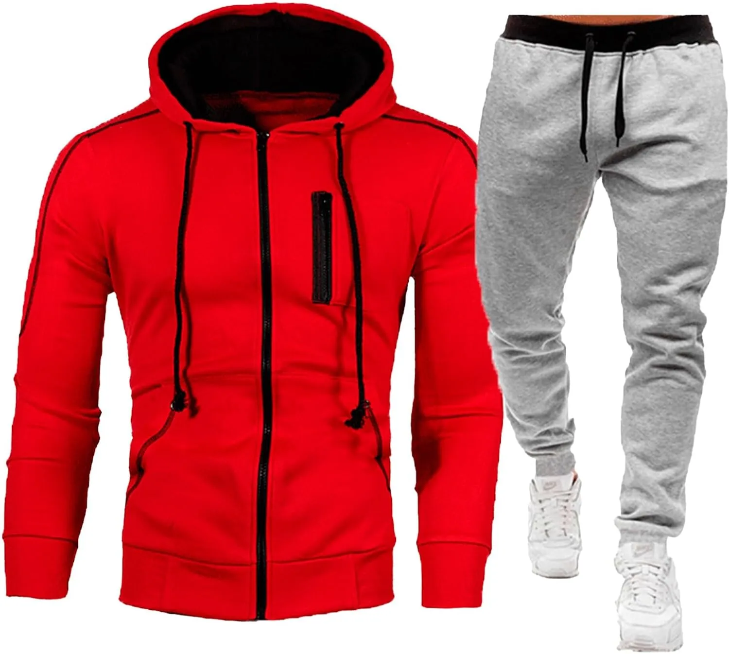 Men Sweatsuits Sets Jogging Suits Plus Size Big and Tall Sweatsuits Warm Up Full Zip Muscle Slim Fit Casual Outfits