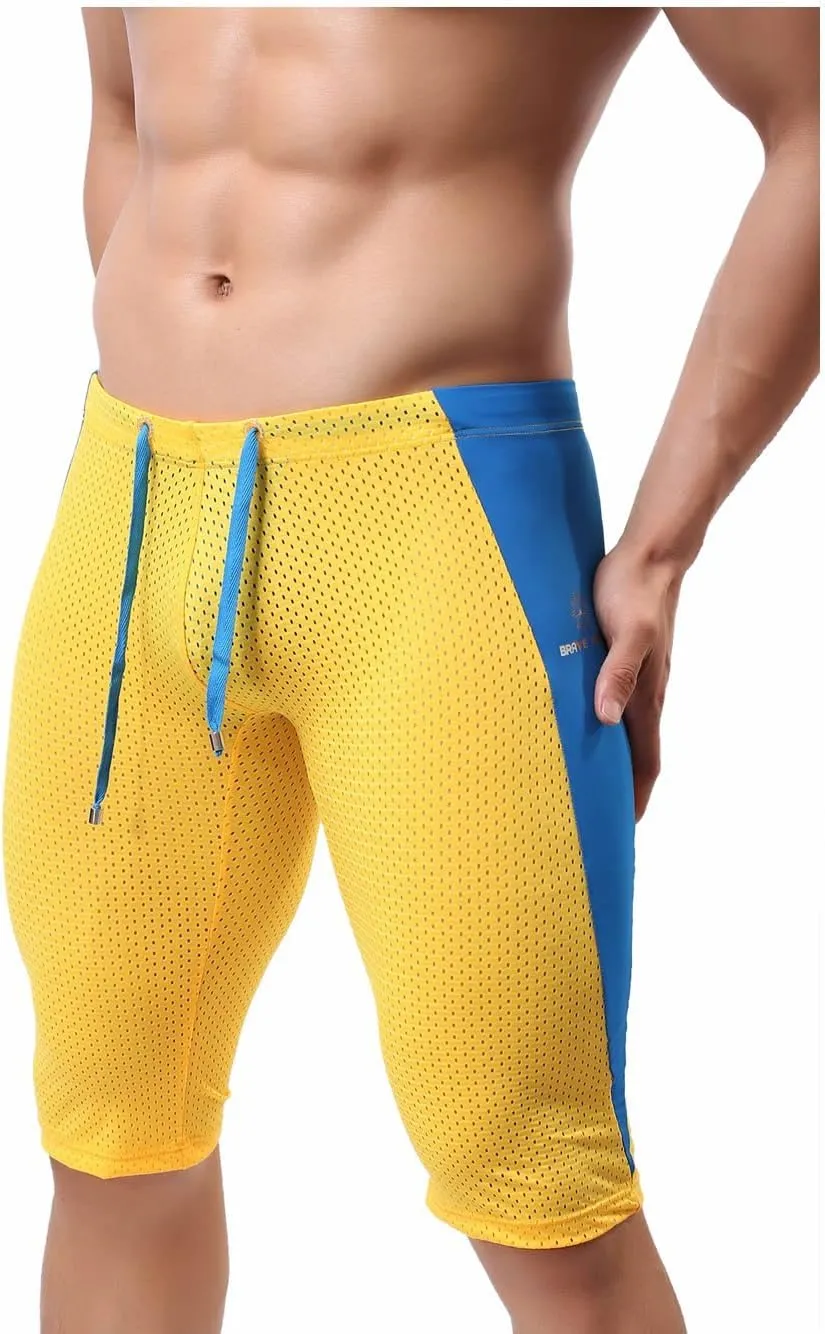 Men's Fashion Mesh Sports Shorts Fitness Pants Stretch Leggings B2227
