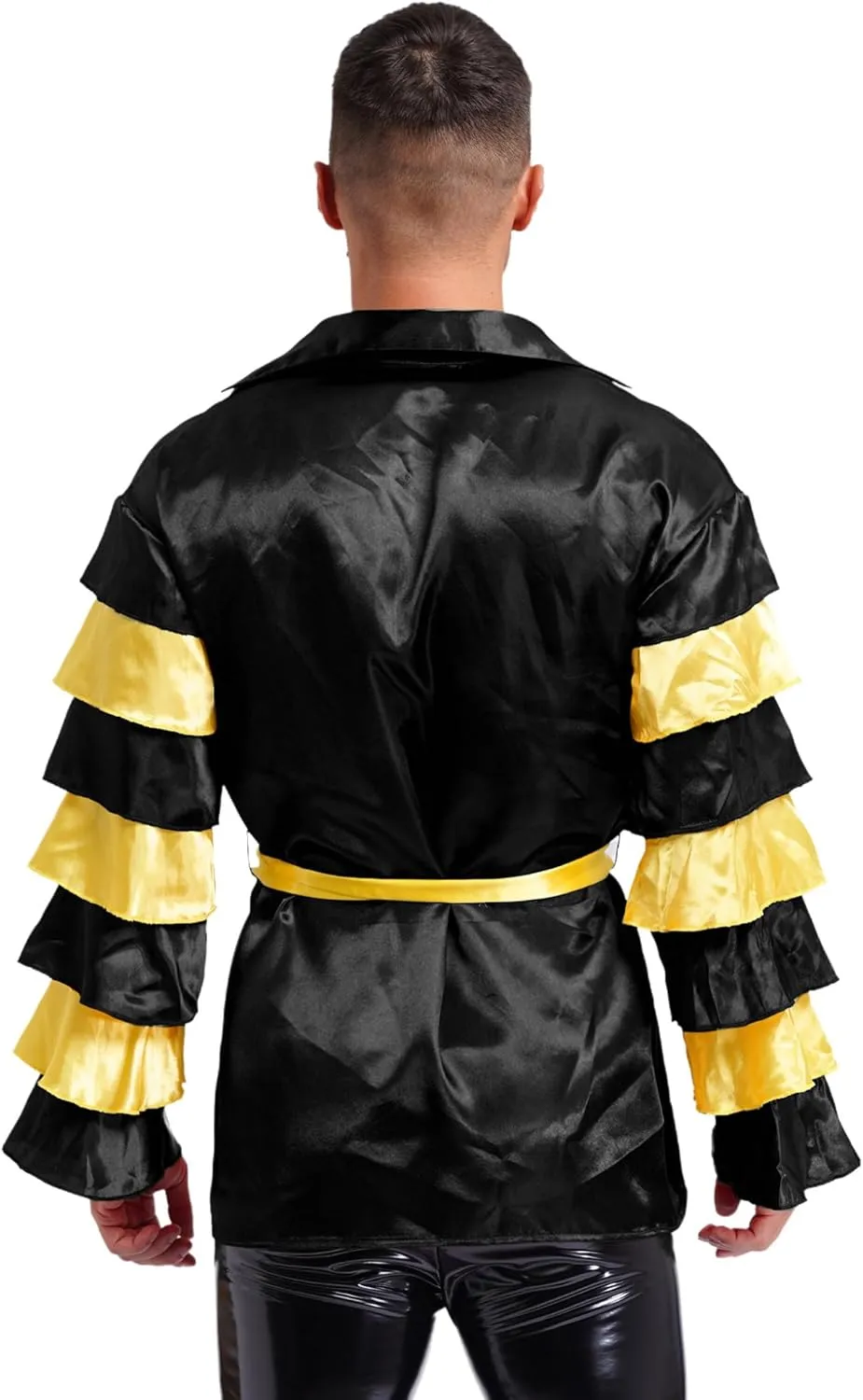 Mens Rumba Samba Dance Shirts with Belt for Halloween Stage Performances Party Carnival
