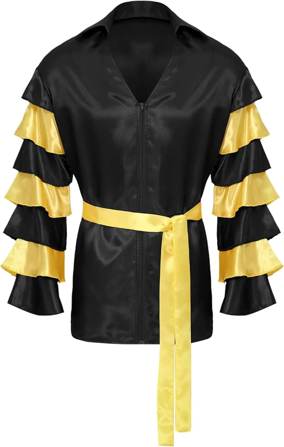 Mens Rumba Samba Dance Shirts with Belt for Halloween Stage Performances Party Carnival