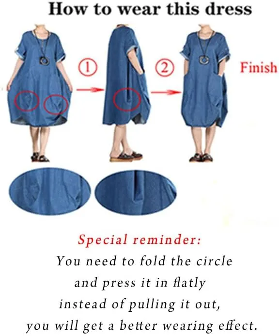 Minibee Women's Ruffle Oversize Casual Midi Dresses with Pockets