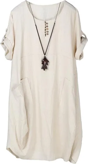 Minibee Women's Ruffle Oversize Casual Midi Dresses with Pockets