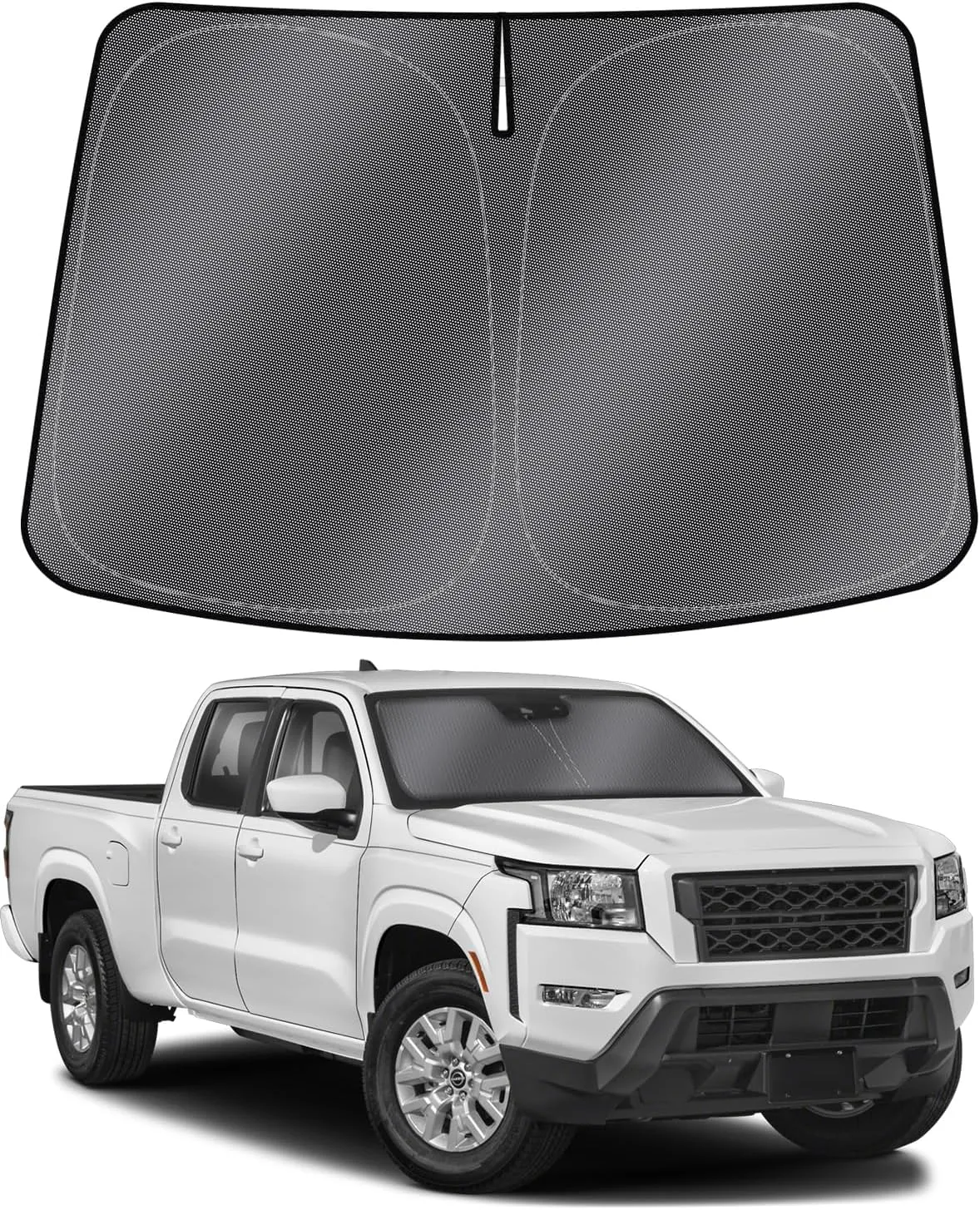 Mixsuper Liner Windshield Sun Shade for Nissan Frontier 2022-2025 Windshield Sunshades for Frontier Accessories Foldable Sun Visor Front Window Sun Shades Cover Keep Cool Block UV Heat