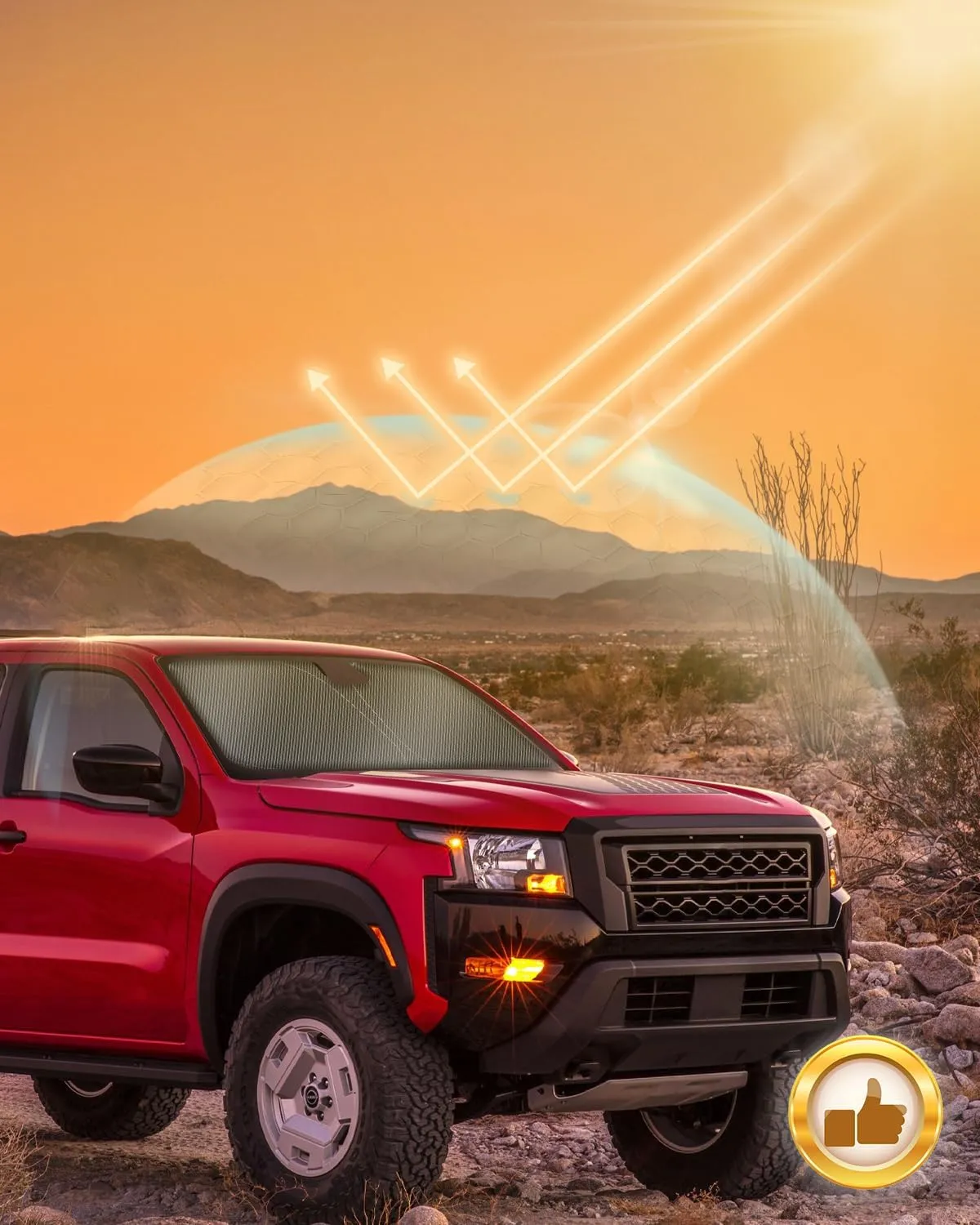 Mixsuper Liner Windshield Sun Shade for Nissan Frontier 2022-2025 Windshield Sunshades for Frontier Accessories Foldable Sun Visor Front Window Sun Shades Cover Keep Cool Block UV Heat