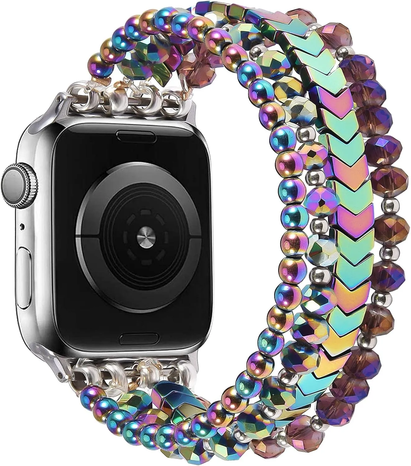 MOFREE Beaded Bracelet Compatible with Apple Watch Band 38mm 40mm 41mm 44mm 45mm 46mm Women,Fashion Handmade Elastic Stretch Strap for iWatch Series SE 10 9 8 7 6 5 4 3 2 1