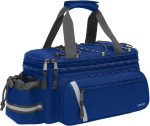 MOSISO Bike Rack Bag with Rain Cover, Bike Trunk Cooler Handag Insulated Bicycle Rear Seat Pouch with 2 Side Foldable Panniers, 8L Cycling Backseat Storage Cargo Saddle Shoulder Bag, Royal Blue