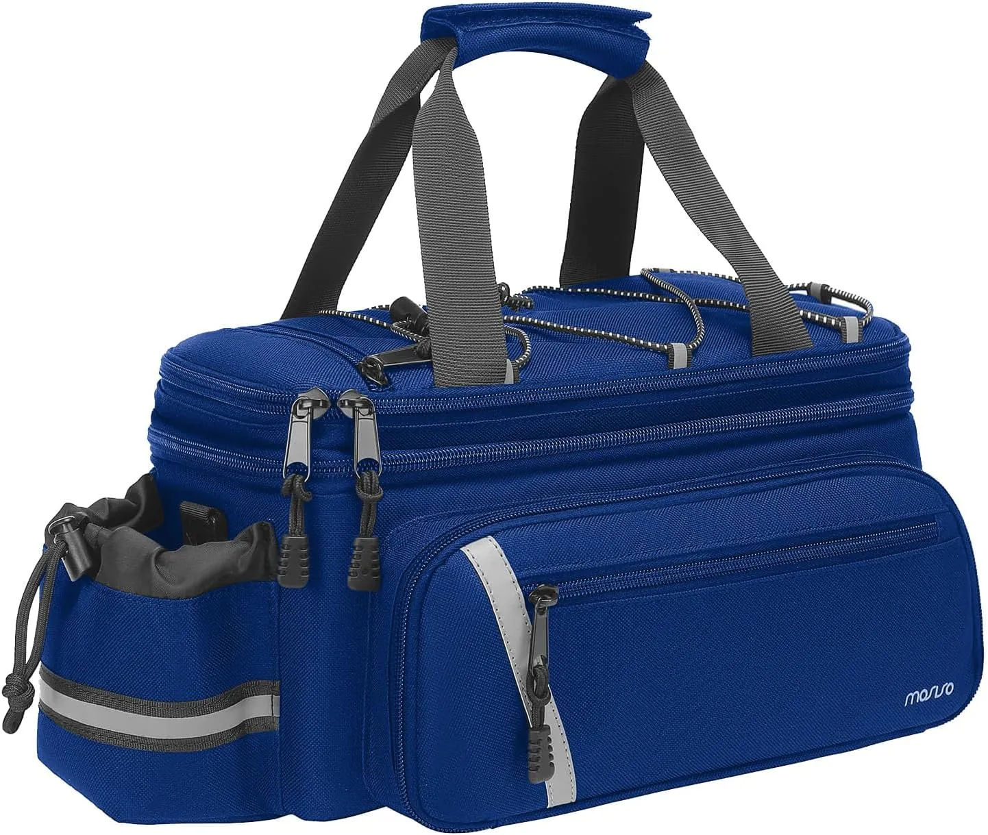 MOSISO Bike Rack Bag with Rain Cover, Bike Trunk Cooler Handag Insulated Bicycle Rear Seat Pouch with 2 Side Foldable Panniers, 8L Cycling Backseat Storage Cargo Saddle Shoulder Bag, Royal Blue