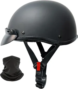 Motorcycle Half Helmet,Half Shell Helmet,Matte Black,DOT/FMVSS 218 Approved