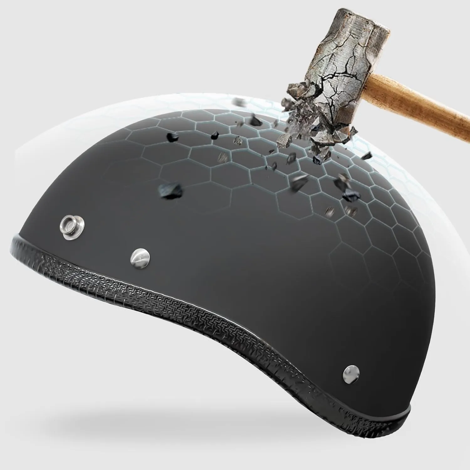 Motorcycle Half Helmet,Half Shell Helmet,Matte Black,DOT/FMVSS 218 Approved