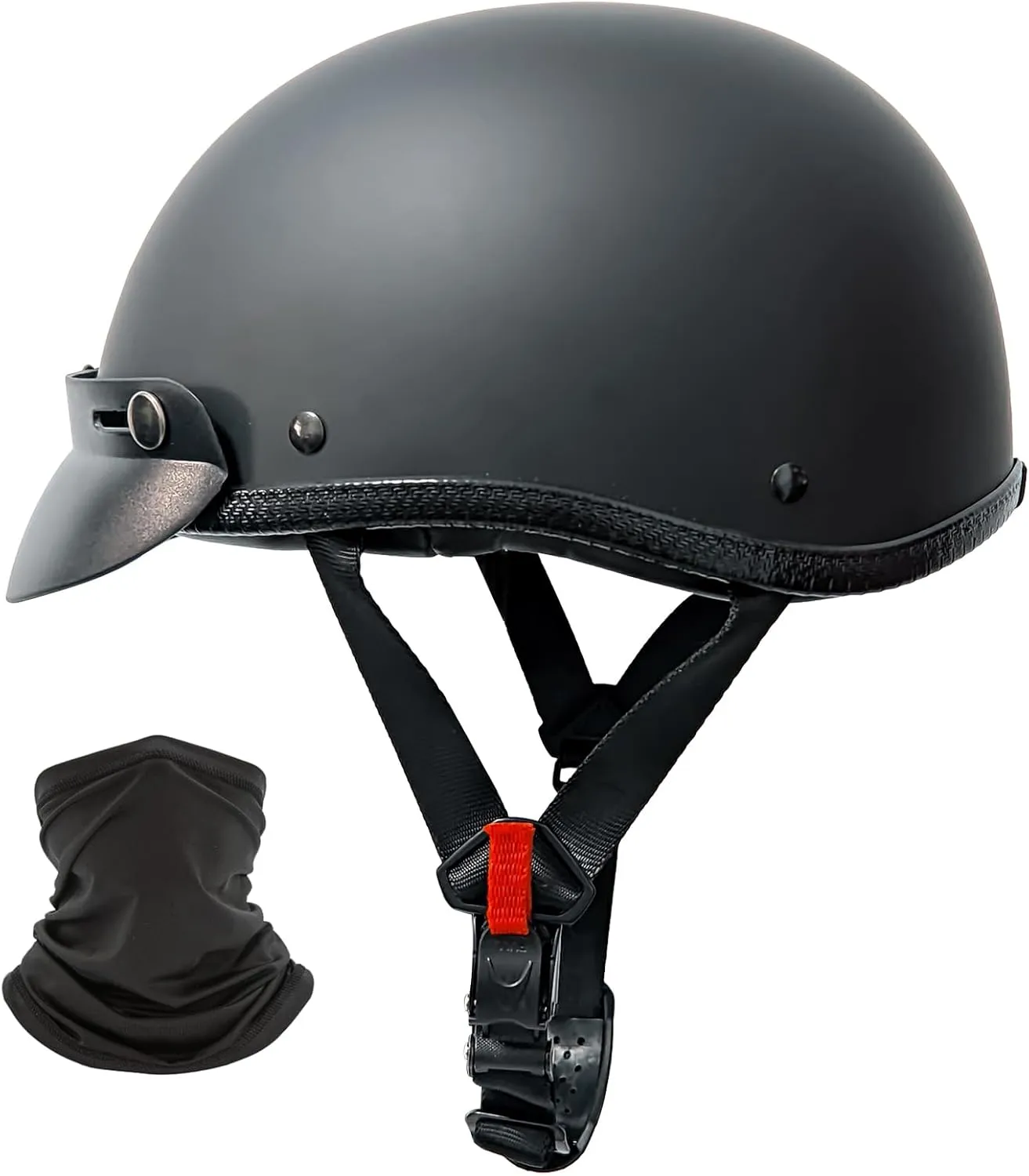 Motorcycle Half Helmet,Half Shell Helmet,Matte Black,DOT/FMVSS 218 Approved
