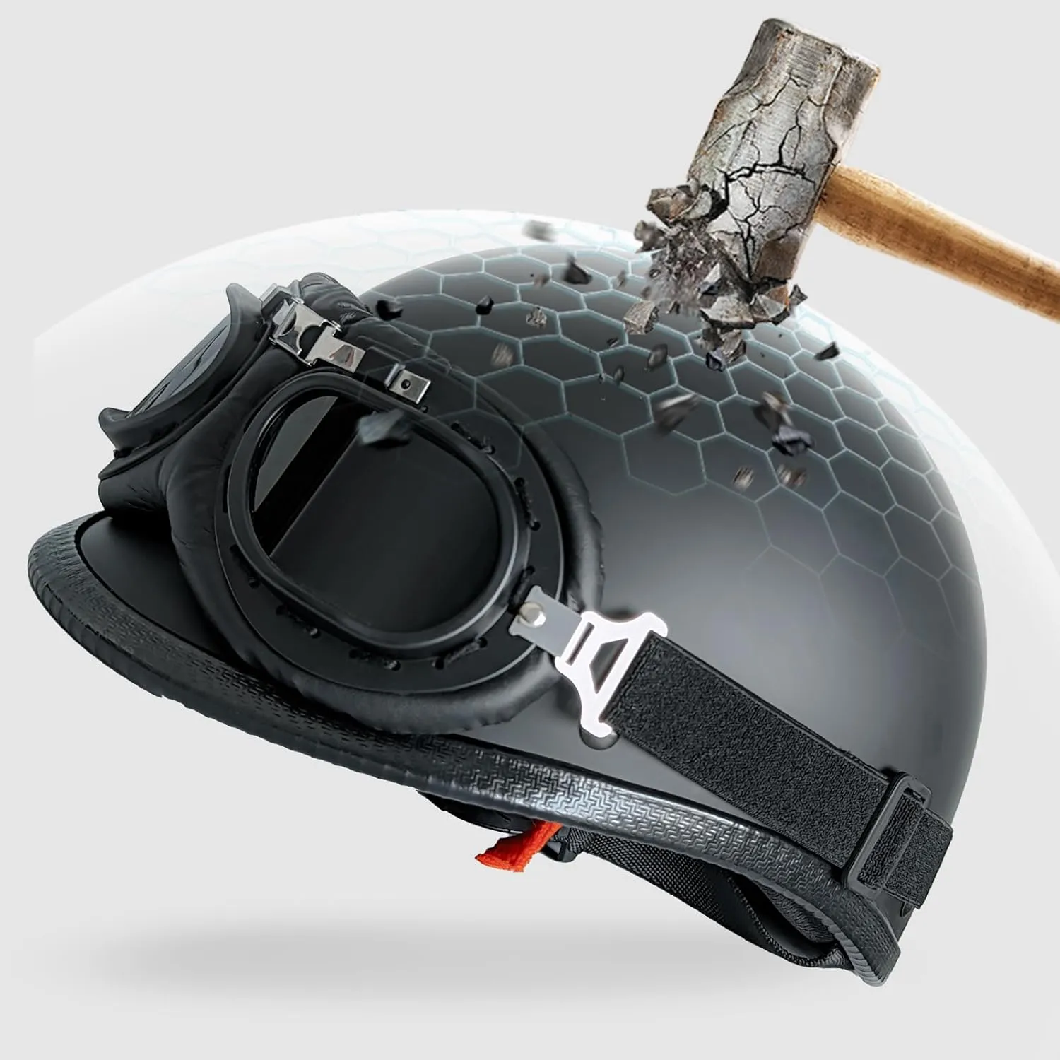 Motorcycle Half Helmets,Half Face Helmet with Sunglasses Visor for Moped Cruiser Scooter, Half Shell Helmet for Adult Men Women, Skull Cap Motorcycle Helmet,DOT Approved