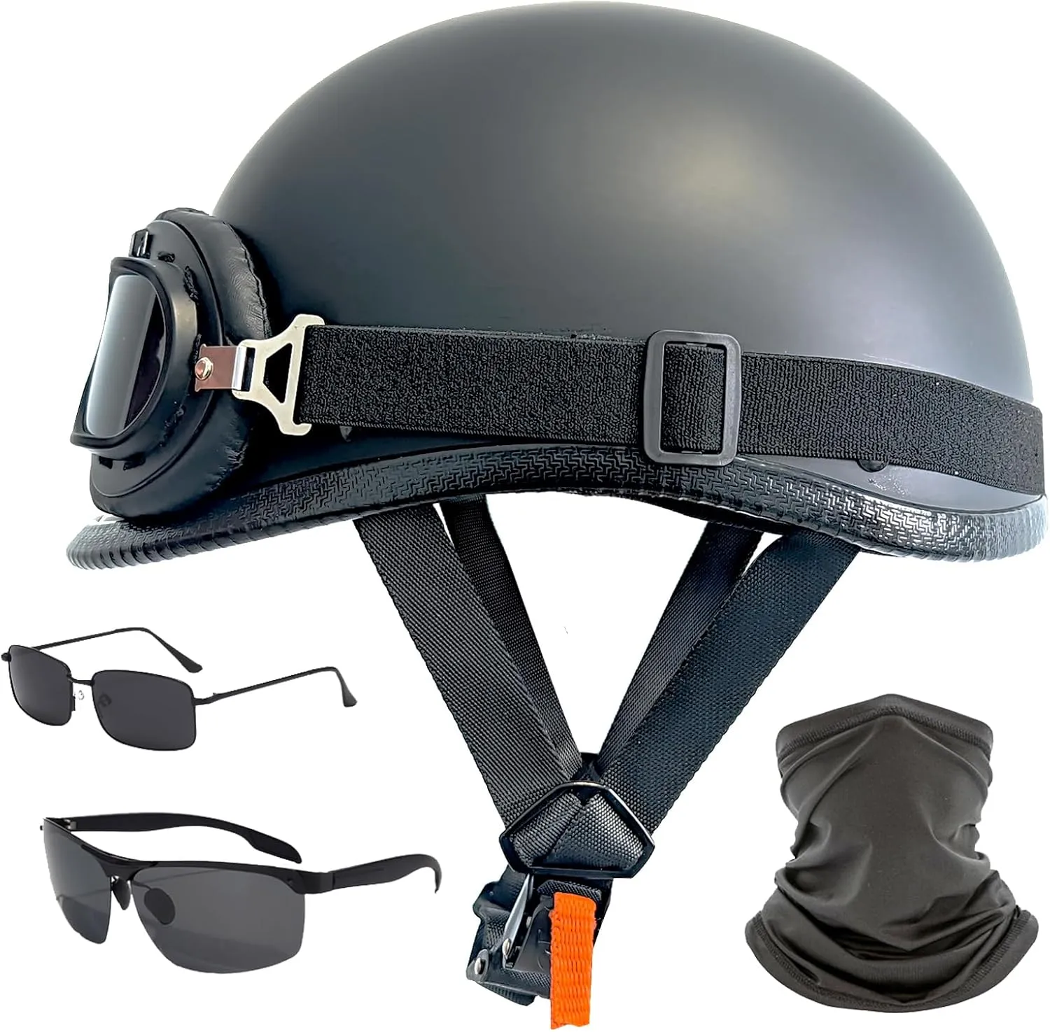 Motorcycle Half Helmets,Half Face Helmet with Sunglasses Visor for Moped Cruiser Scooter, Half Shell Helmet for Adult Men Women, Skull Cap Motorcycle Helmet,DOT Approved
