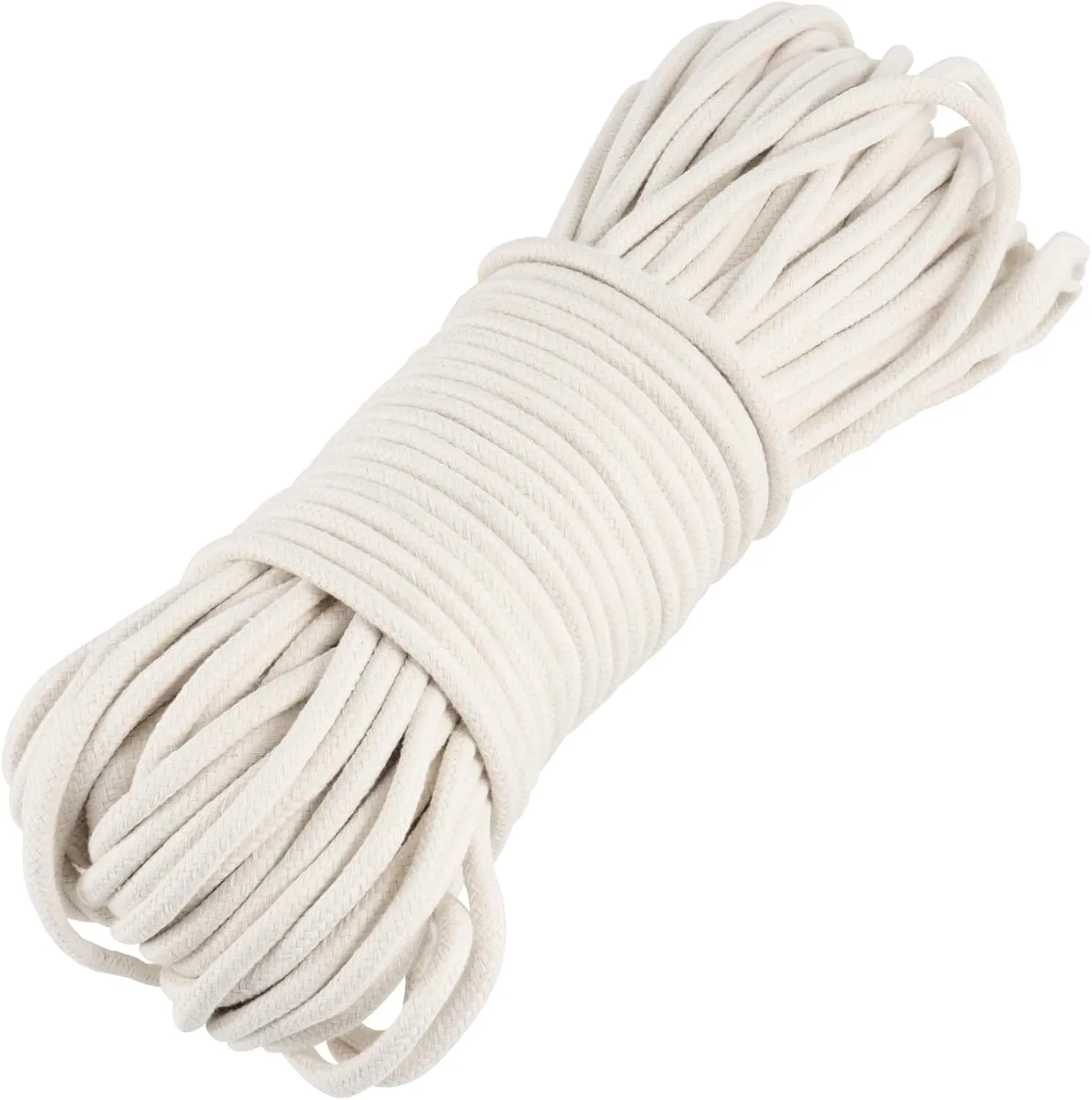 MOUYAT 328 Ft x 1/4 Inch Natural Cotton Rope, White Clothesline Cotton Cord, All Purpose Braided Cotton Cord Utility Rope for Clothes Hanging, Macrame, Plant Hanger, Knitting Crafts