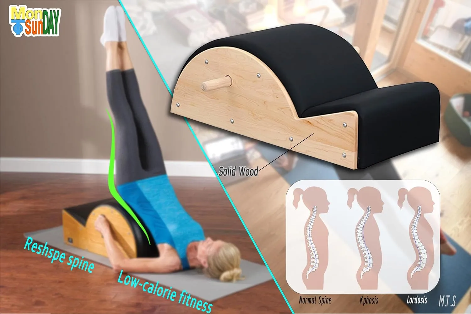 M.T.S (Monday to Sunday) Pilates Spine Corrector Arc Fitness Body Stretch Home Gym Yoga Small Muscle Group Exercise for Women Body Reshaping