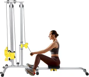 Multifunctional Fitness Rack,Pull Down Machine Low Row Cable Fitness Exercise Body Workout Strength Training Bar Machine,Strength Training Home Gym System -Plate Loaded - Max Weight 200 lbs -CB-12