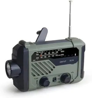 Multifunctional Hand Crank Weather Radio with LED Flashlights, SOS Alarm, Cell Phone Charger, AM/FM/NOAA Radio Frequencies, Ideal for Emergencies (green)