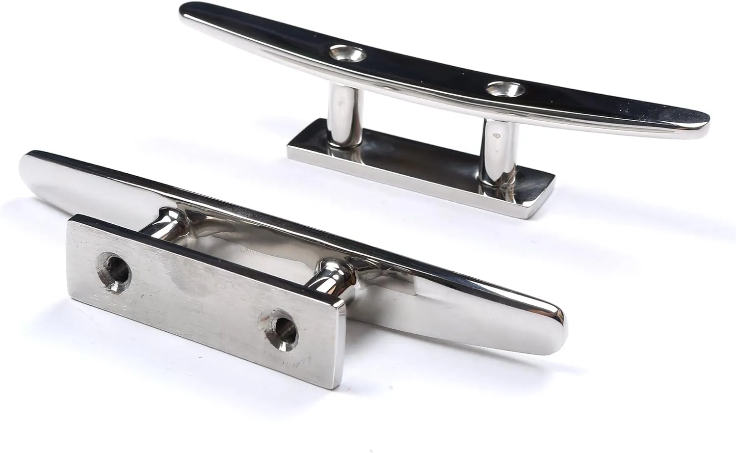 Mxeol Marine Stainless Boat Dock Cleats,Flat Top Low 2 Hole Mooring W/Fasteners