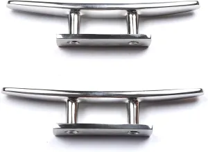 Mxeol Marine Stainless Boat Dock Cleats,Flat Top Low 2 Hole Mooring W/Fasteners