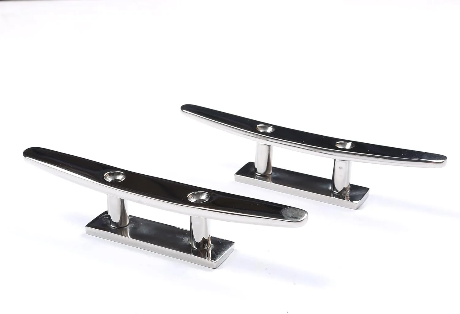 Mxeol Marine Stainless Boat Dock Cleats,Flat Top Low 2 Hole Mooring W/Fasteners