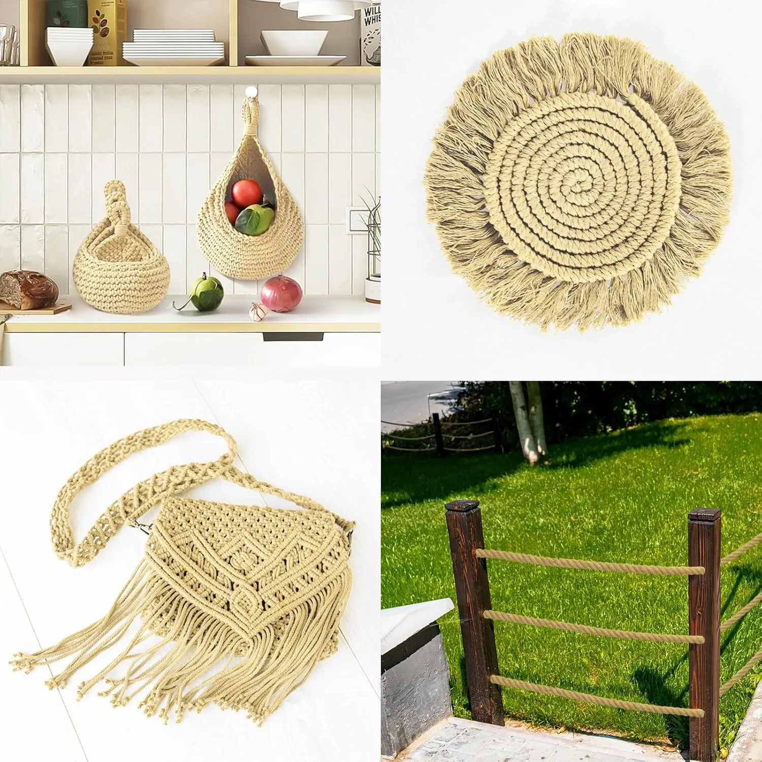 Natural Brown Cotton Rope 1/2 Inch x 165 Feet - Thick Nautical Rope for Crafts Decor Wall Hanging DIY Projects
