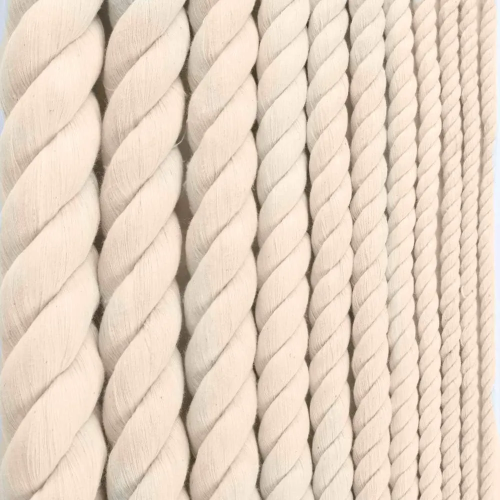 Natural Twisted Cotton Rope 1/4 Inch - Biodegradable Cord with No Bleach or Dyes - Low Stretch Line in High Strength Capacity - Arts, Crafts, Indoor/Outdoor DIY Projects, Commercial Uses (100 Feet)