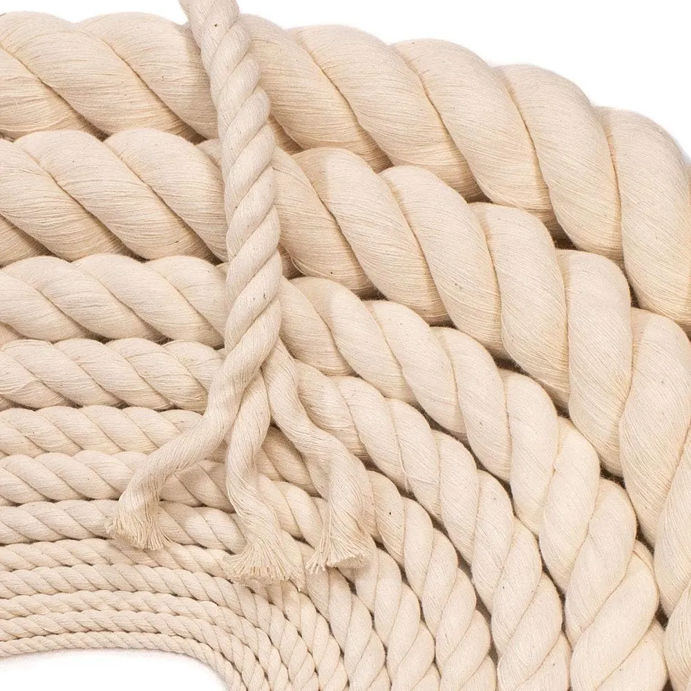 Natural Twisted Cotton Rope 1/4 Inch - Biodegradable Cord with No Bleach or Dyes - Low Stretch Line in High Strength Capacity - Arts, Crafts, Indoor/Outdoor DIY Projects, Commercial Uses (100 Feet)