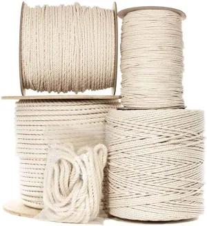 Natural Twisted Cotton Rope 1/4 Inch - Biodegradable Cord with No Bleach or Dyes - Low Stretch Line in High Strength Capacity - Arts, Crafts, Indoor/Outdoor DIY Projects, Commercial Uses (100 Feet)