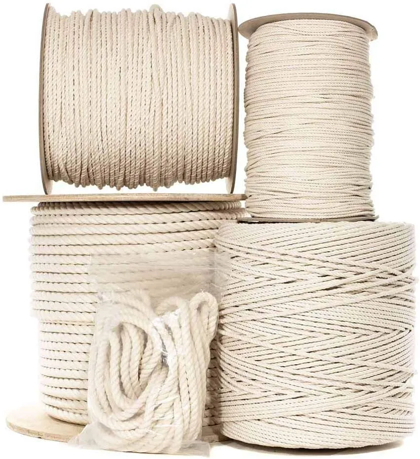 Natural Twisted Cotton Rope 1/4 Inch - Biodegradable Cord with No Bleach or Dyes - Low Stretch Line in High Strength Capacity - Arts, Crafts, Indoor/Outdoor DIY Projects, Commercial Uses (100 Feet)