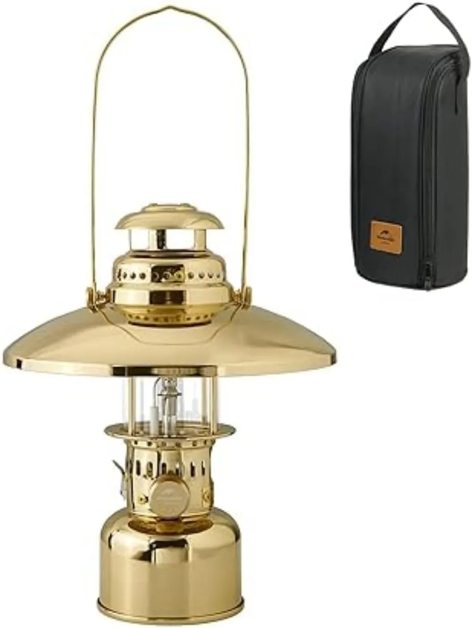 Naturehike Gas Lantern, Vintage Camping Lantern, 28lux, 24oz, Fuel Lantern with Carry Case, Portable Lantern with Adjustable Brightness, Includes Handle, for Power Outages, Yellow, wh-1031