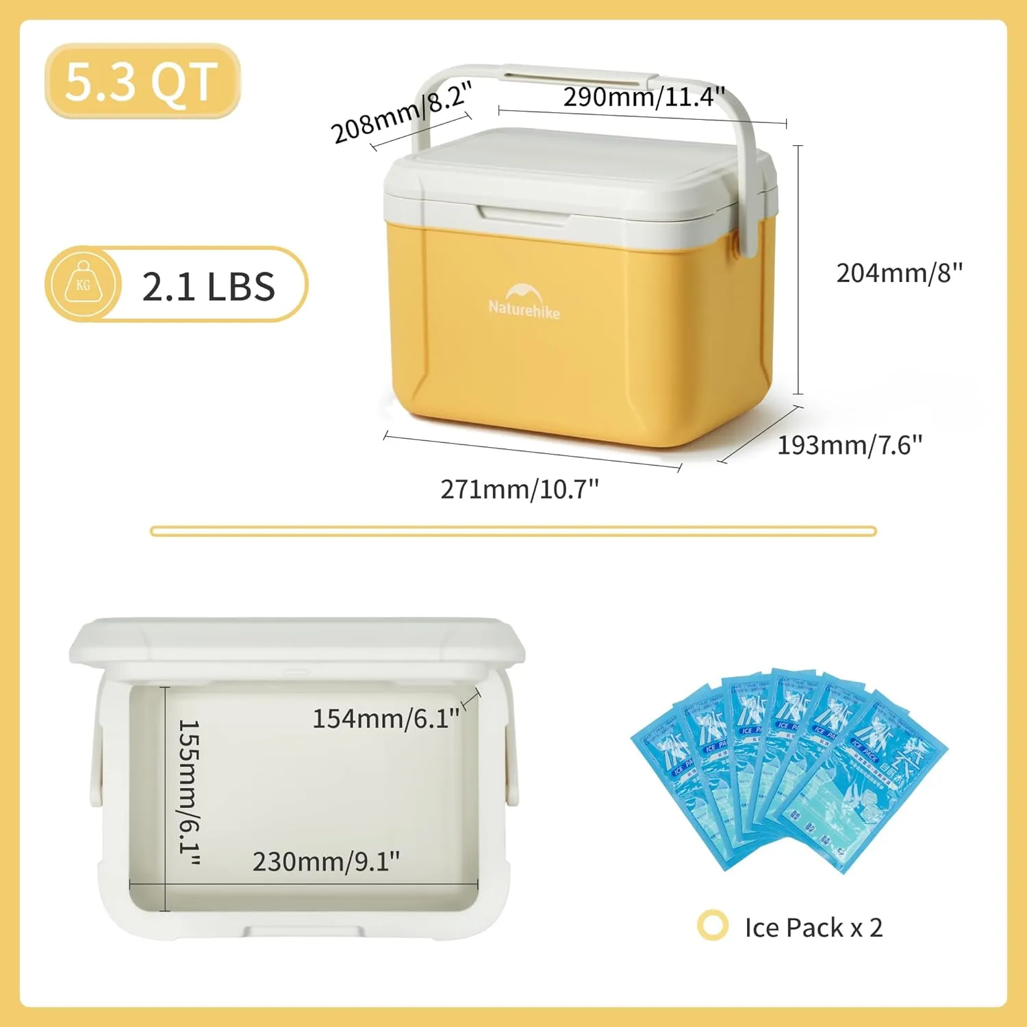 Naturehike Hard Cooler, Insulated Ice Chest Box, Portable Ice Retention Cooler for Beach Camping Picnic Fishing Barbecue