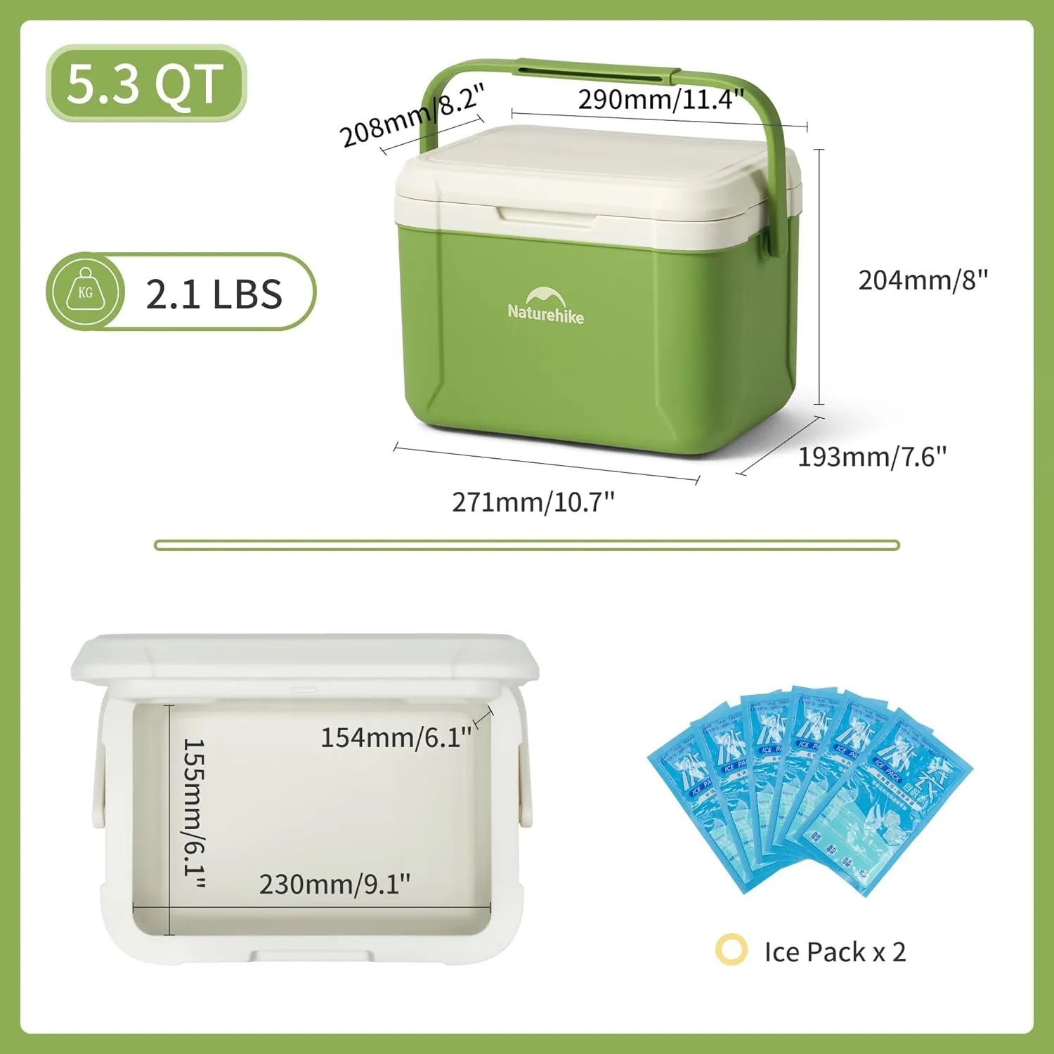 Naturehike Hard Cooler, Insulated Ice Chest Box, Portable Ice Retention Cooler for Beach Camping Picnic Fishing Barbecue