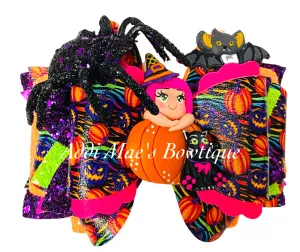 Neon Witch Halloween Bow