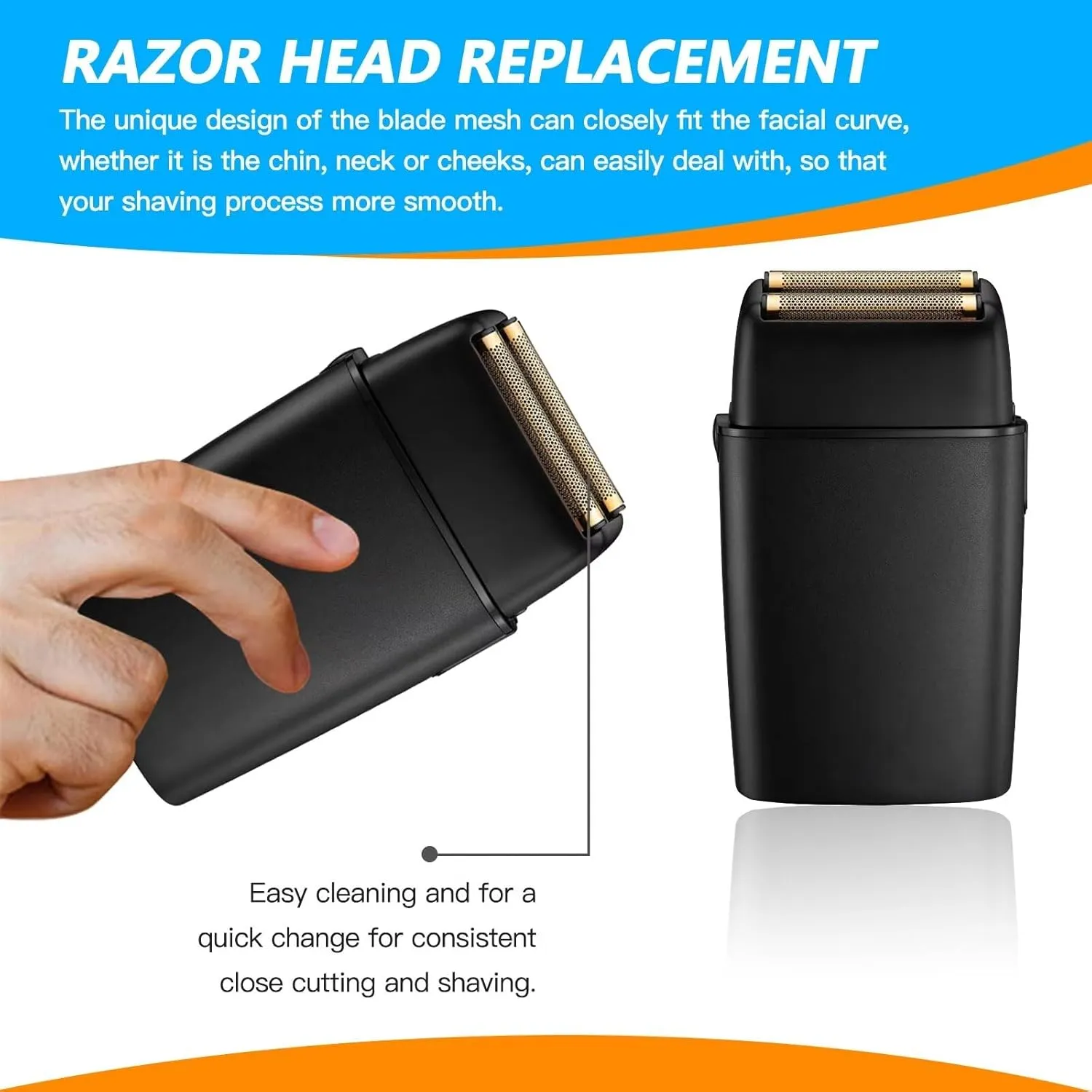 New Replacement Bright Black Foil Double Foil Head for FoilFX02 Silver Shaver FXRF2S Upgraded