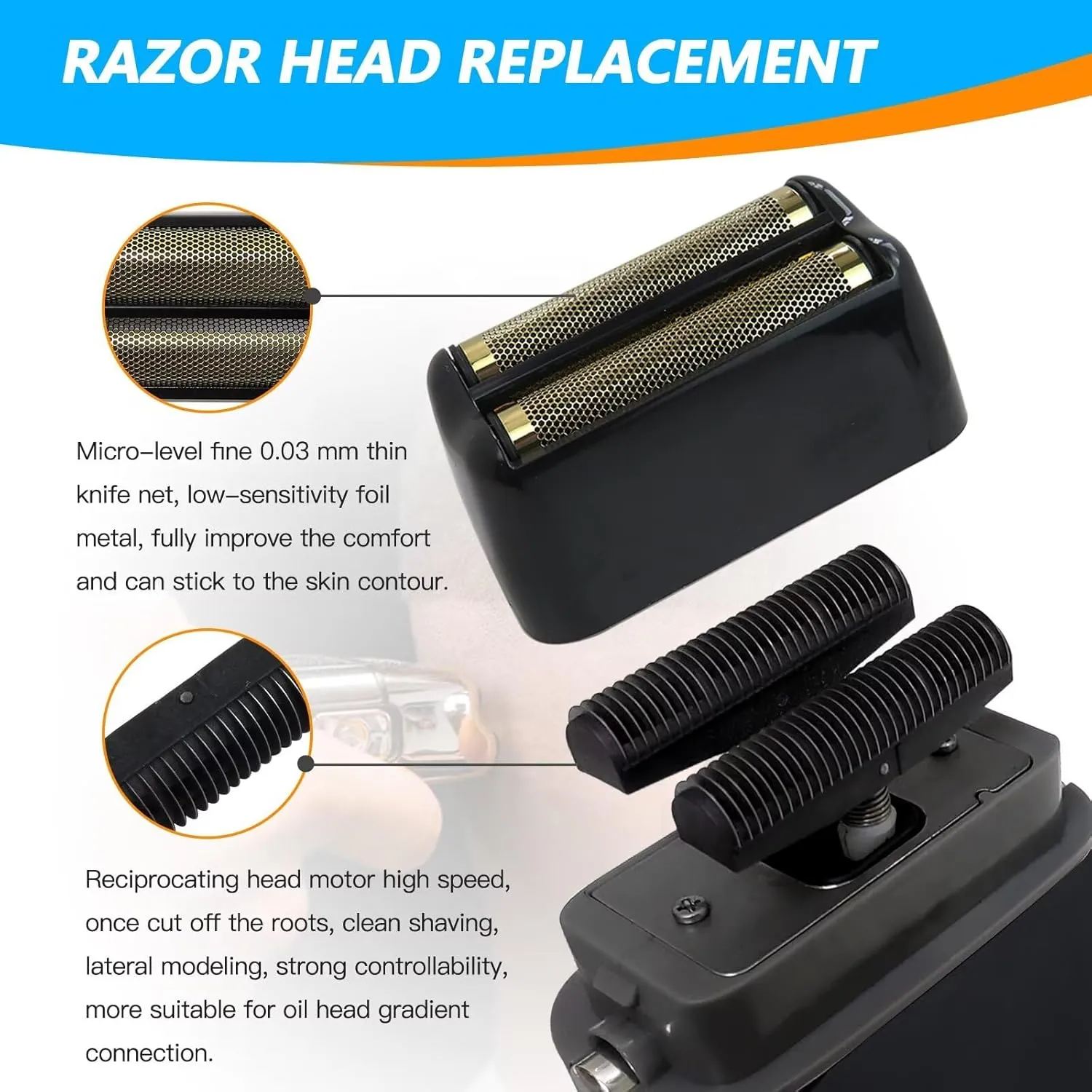 New Replacement Bright Black Foil Double Foil Head for FoilFX02 Silver Shaver FXRF2S Upgraded