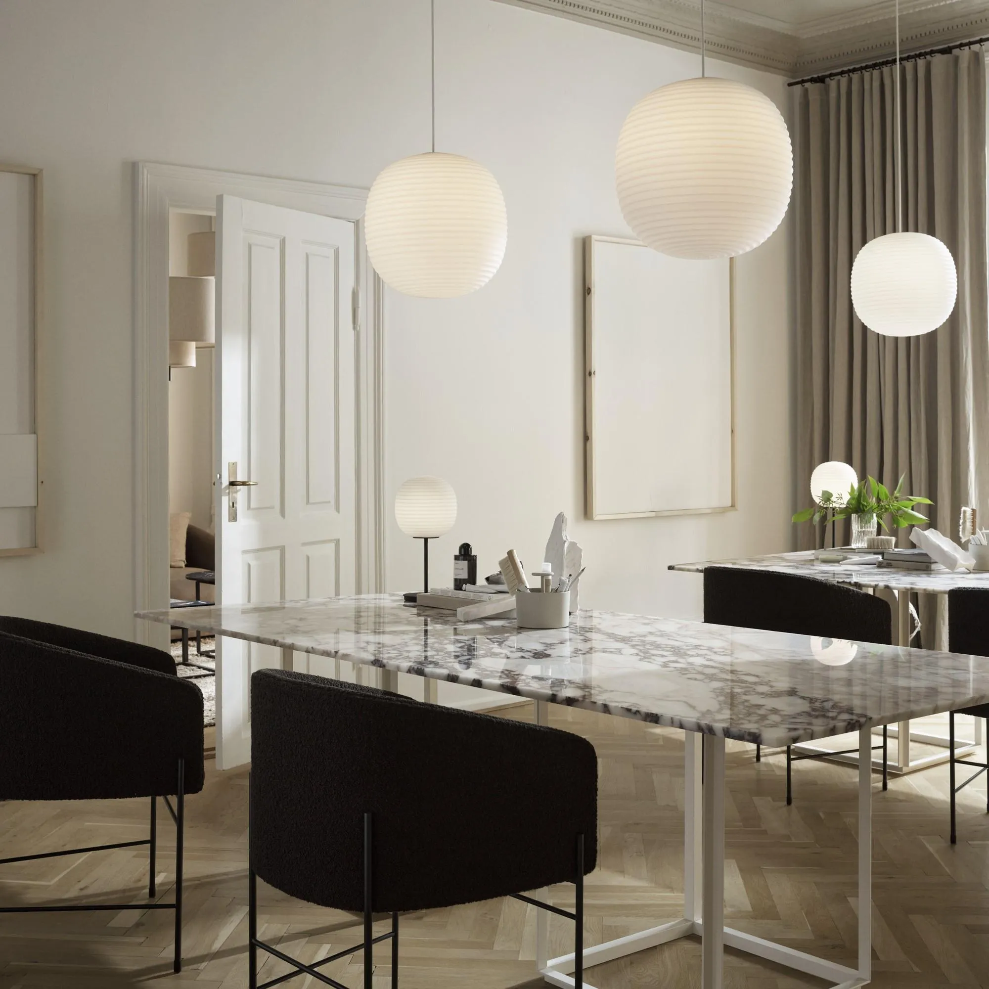 NEW WORKS | Lantern Pendant - Frosted White Opal Glass - Medium