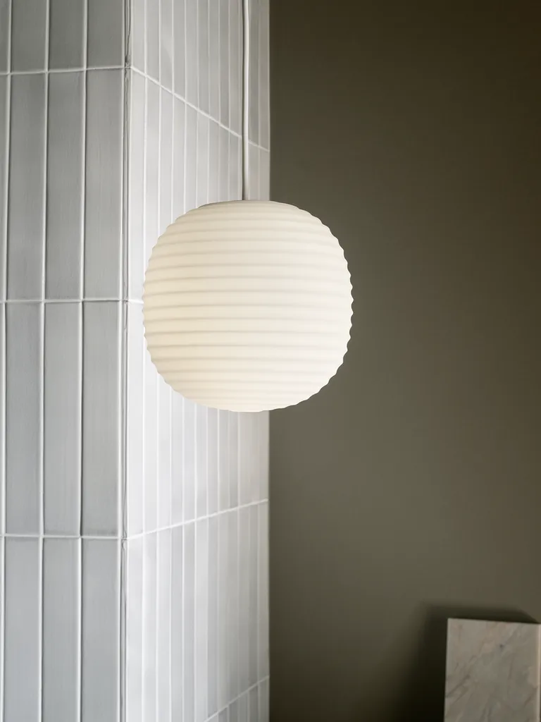 NEW WORKS | Lantern Pendant - Frosted White Opal Glass - Medium