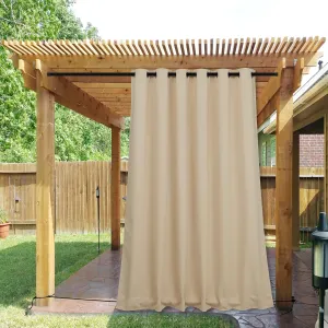 NICETOWN 2 Panels Outdoor Curtains for Patio Waterproof & Windproof, Thermal Insulated Top & Bottom Grommet & Back Tab Light Block Outdoor Drapes with Bouns Rope for Fixed, Biscotti Beige, W84 by L84