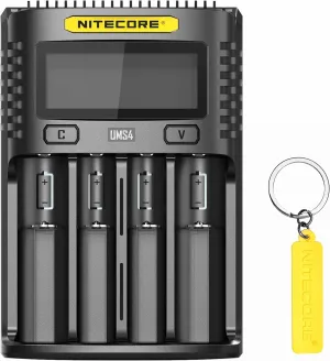 NITECORE UMS4 Intelligent QC 4-Slot Quick Battery Charger for Li-Ion/IMR/LiFePO4/Ni-MH/Ni-Cd 14500 16340 18350 18650 20700 21700 AA AAA with NITECORE Tag