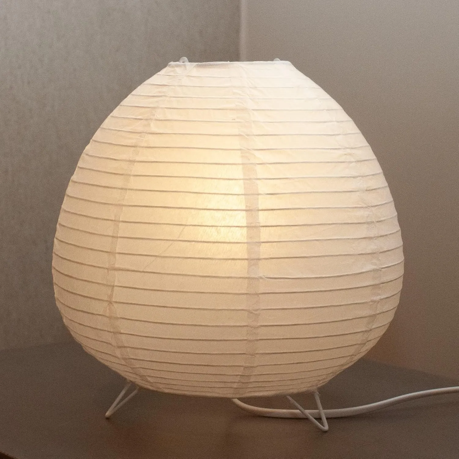 Nogy Small Rice Paper Lamp • Japanese Paper Lantern Lamp • Paper Shade Table Lamp • Bedside Lantern Lamps for Bedrooms