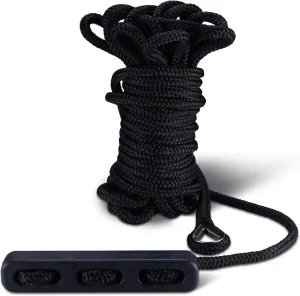 NovelBee 1/2" x 50' Dock Line,Double Braid Nylon Dockline,Black Dock Rope with Shock Absorber Rod for Marine Boat