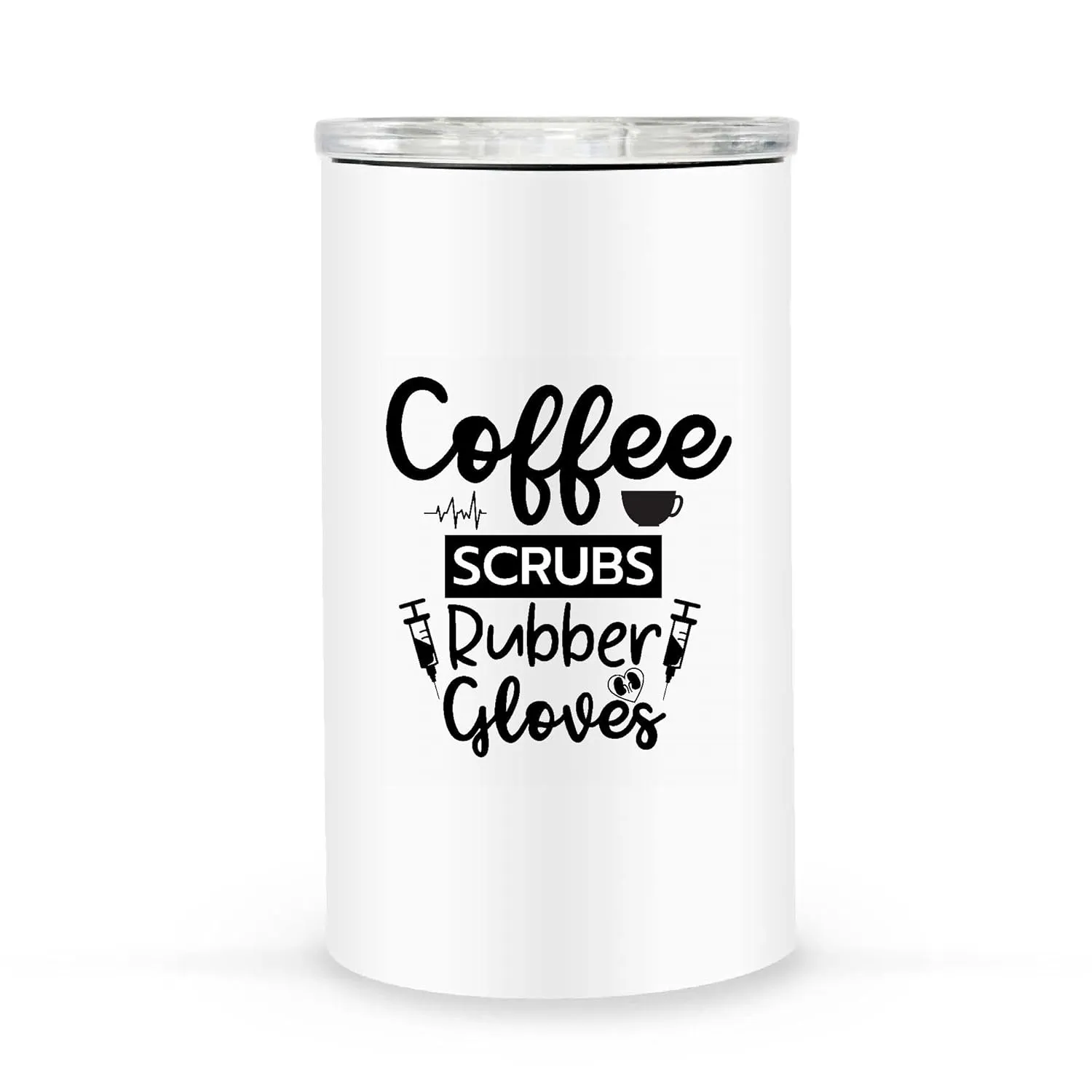 Nurses Tech Gift Cute Coffee Scrubs Rubber Gloves 16Oz Can Cooler Tumbler